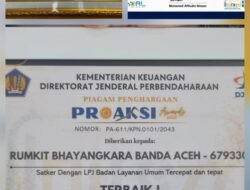 Rumkit Bhayangkara Polda Aceh Raih Tiga Penghargaan: BLU LPJ Tercepat serta Maturity Rating dan Capaian IKPA Terbaik