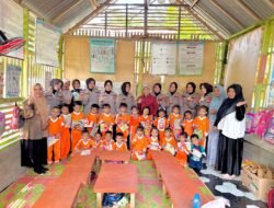 Polwan Polres Lhokseumawe Gelar Trauma Healing dan Serahkan Bantuan, Disambut Gembira Anak-anak PAUD KB Sayang Bunda