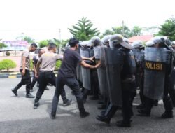 Asah Kemampuan Pengendalian Massa, Polres Aceh Utara Gelar Latihan Dalmas Rutin