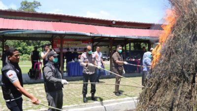 Komitmen Dalam Berantas Narkoba, Kapolres Aceh Besar Pimpin Langsung Pemusnahan Barang Bukti Narkotika