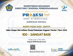 Bidhumas Polda Aceh Raih Penghargaan sebagai Satker dengan Capaian IKPA Sangat Baik