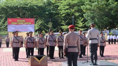 Kapolres Aceh Besar Pimpin Sertijab Sejumlah Pejabat Utama dan Kapolsek Jajaran