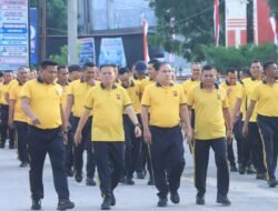 Pererat Silaturahmi, Polres Aceh Utara Gelar Gerak Jalan Santai dan Final Turnamen Voli