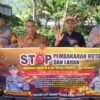Personel Polres Aceh Tengah Pasang Spanduk Imbauan dan Sosialisasi Cegah Karhutla